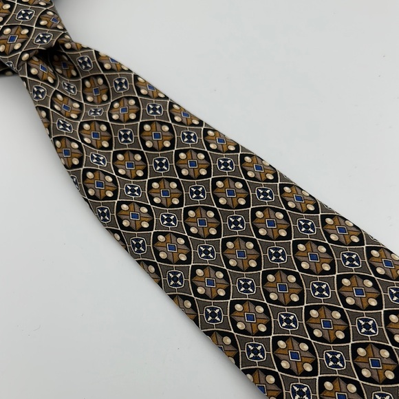 Valentino Brown and Blue Patterned Tie - Picture 1 of 6